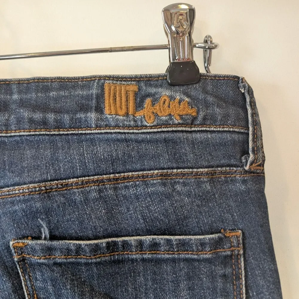 Kut from the‎ Kloth Emma Ankle Straight Leg Dark Blur Distressed Raw Hem 6 vguc